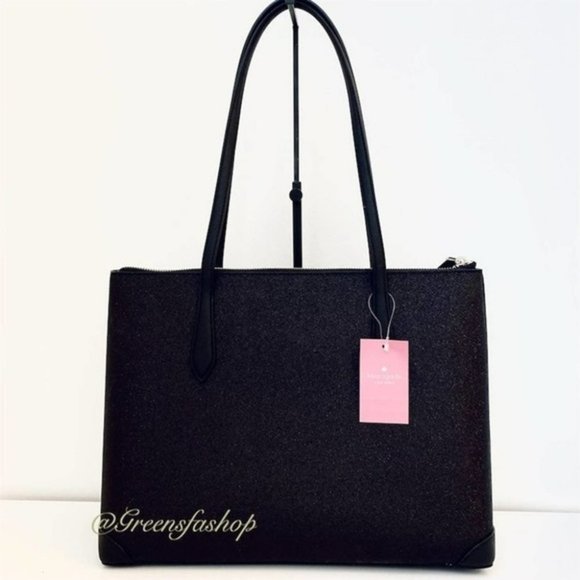 Kate spade shimmy glitter tote shoulder bag black new - Picture 2 of 11